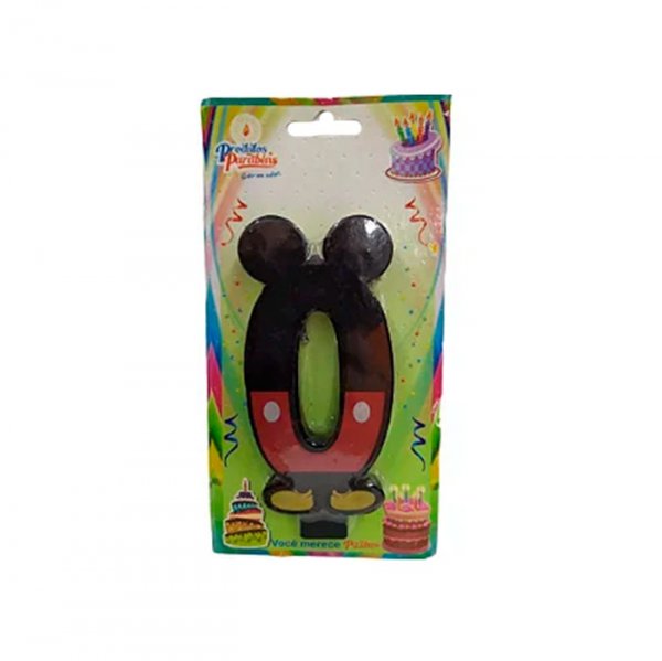 Vela Numerada Mickey Mouse N°0 - Produtos Parabéns