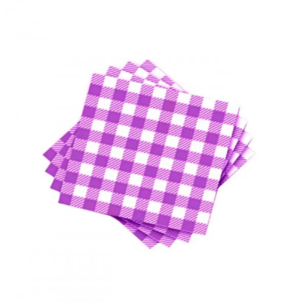 Guardanapo Xadrez Lilas 20X31Cm (50Un) - Flip