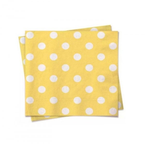 Guardanapo Poa Amarelo Bola Branca 30X31Cm (50Un) - Flip