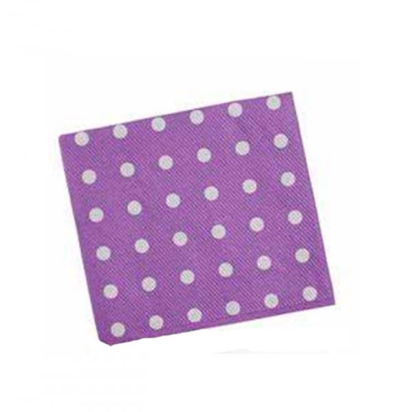 Guardanapo Poa Lilas Bola Branca 30X31Cm (50Un) - Flip