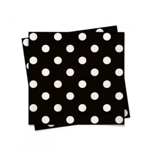 Guardanapo Poa Preto Bola Branca 30X31Cm (50Un) - Flip