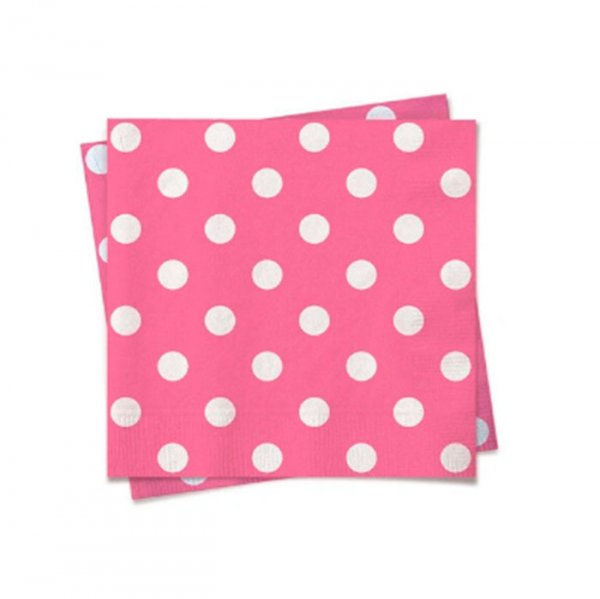 Guardanapo Poa Rosa Bola Branca 30X31Cm (50Un) - Flip
