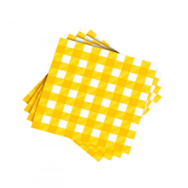 Guardanapo Xadrez Amarelo 30X31Cm (50Un) - Flip