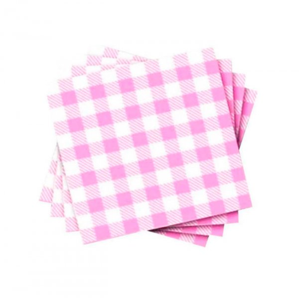 Guardanapo Xadrez Rosa 30X31Cm (50Un) - Flip