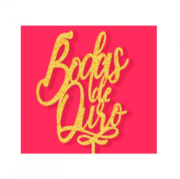 Topo De Bolo Bodas De Ouro Mdf Dourado - Sonho Fino