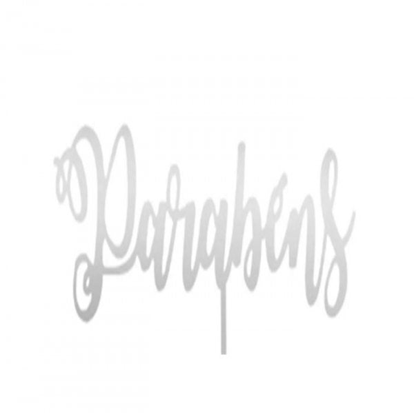 Topo De Bolo Parabens N3 Mdf Prata - Sonho Fino