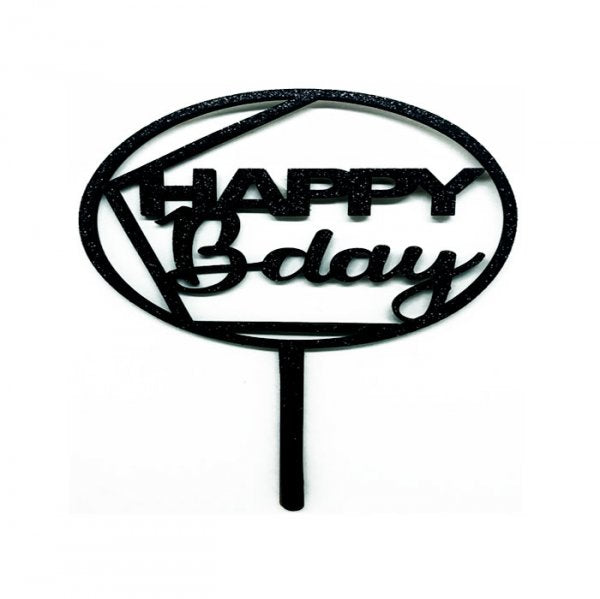 Topo Decorativo Eva Preto Geom Parabens 21 Cm - Vivarte