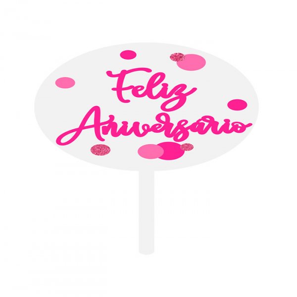 Topo Decorativo Eva Rosa Geom Parabens 21 Cm - Vivarte