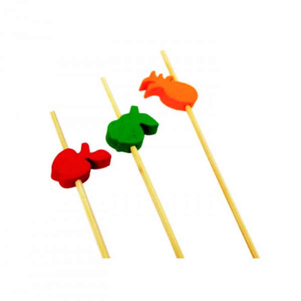 Palito Bambu P/Petisco (12,5Cm) Frutas - Silver Plastic