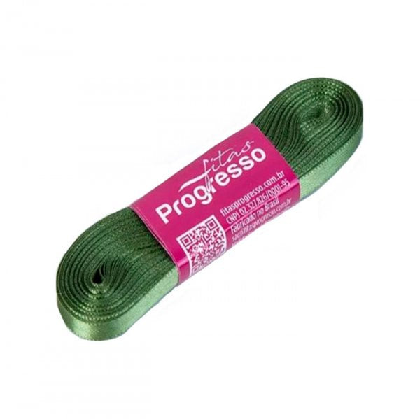 Fita Cetim Simples Cf001 249 Verde Militar (10M) - Fitas Progresso
