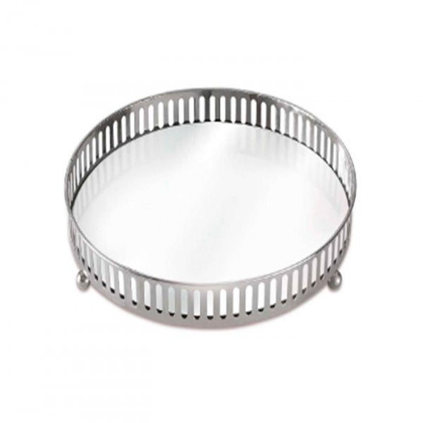 Bandeja Metal Redondo Com Espelho Pqf - Lunne Import