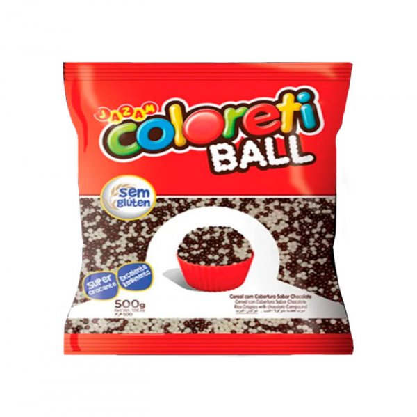 Cereal Com Cobertura Sabor Chocolate Coloreti Microball Misto 500G - Jazam