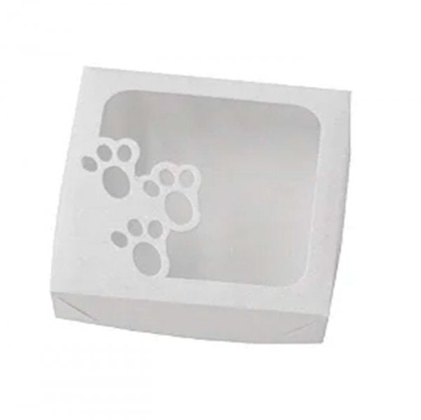 Caixa Quadrada Patinhas Branco 10Un (12X12Cm) - Crystal Forming