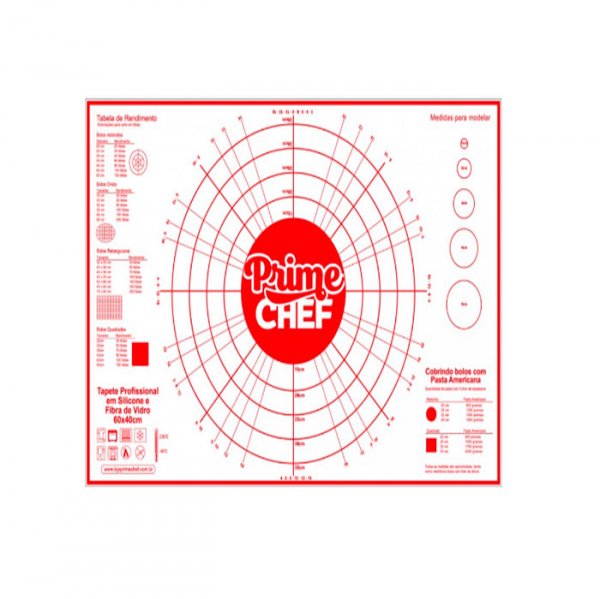 Tapete De Silicone E Fibra De Vidro 60X40 T2-Red - Prime Chef