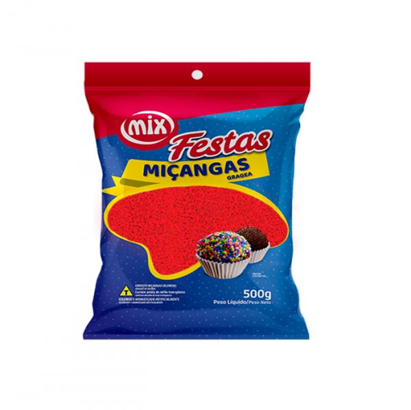 Confeito Miçanga - Vermelho - 500G - Mix