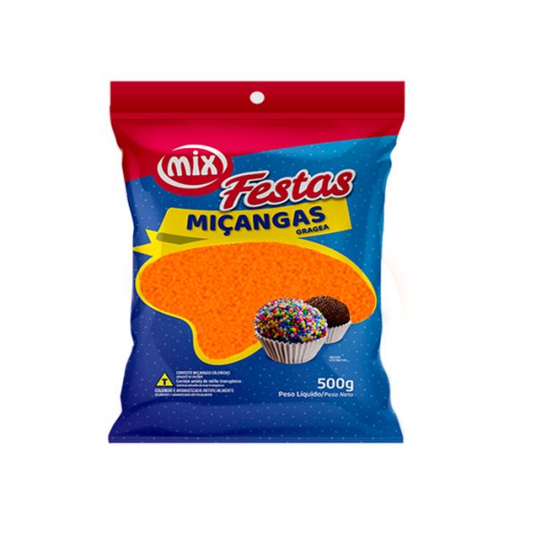 Confeito Miçanga Laranja 500Gr - Mix