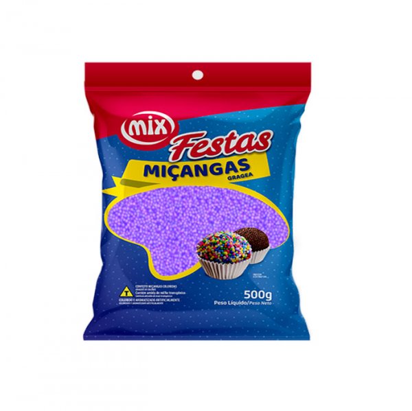 Confeito Miçanga Roxa 500Gr - Mix