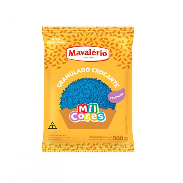 Granulado Colorido Mil Cores Crocante Azul 500G - Mavalério