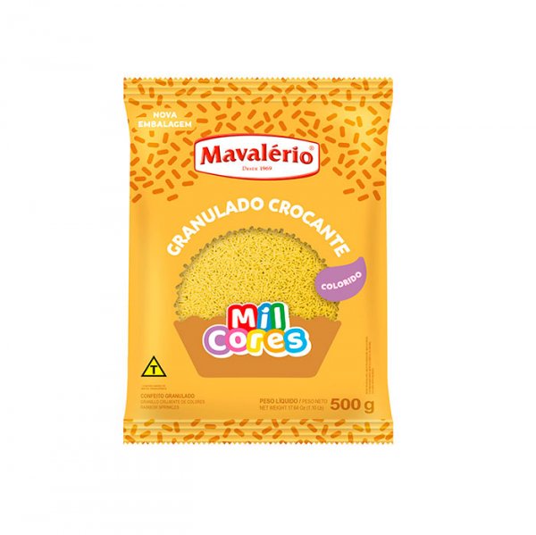 Granulado Colorido Mil Cores Crocante Amarelo 500G - Mavalério
