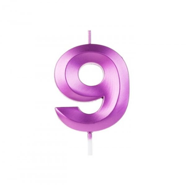Vela Design Numero 9 Roxa - Silver Festas