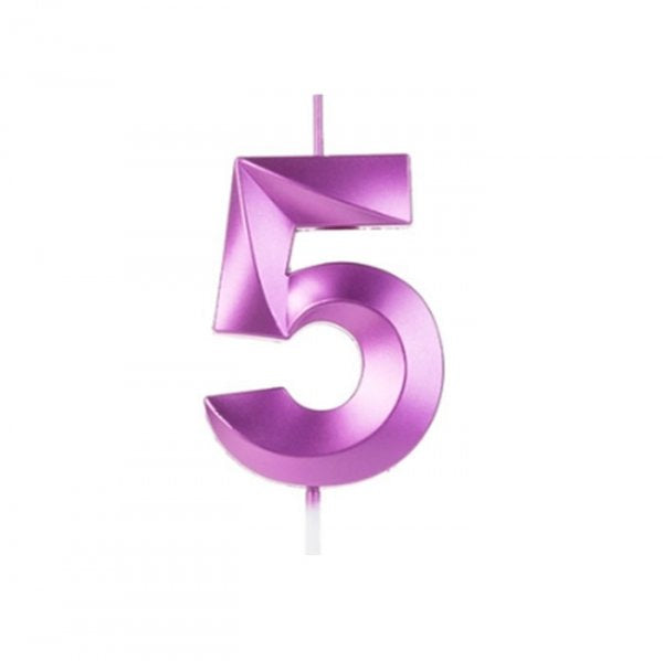 Vela Design Numero 5 Roxa - Silver Festas