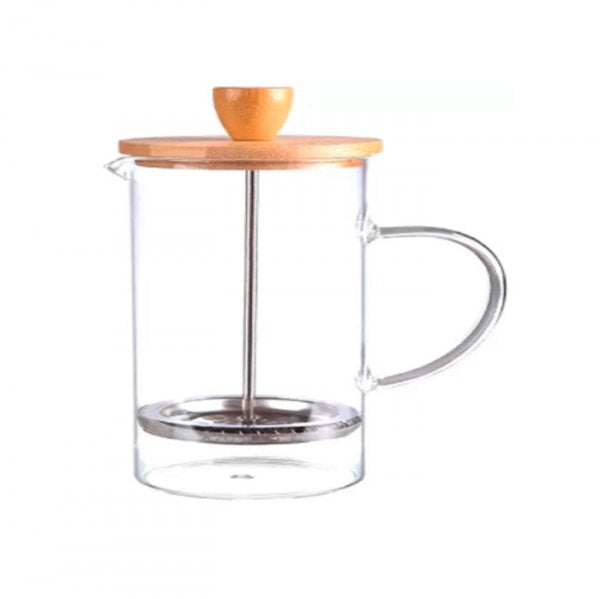 Cafeteira Prensa Francesa Com Tampa De Bambu 600ml - Mimo Style
