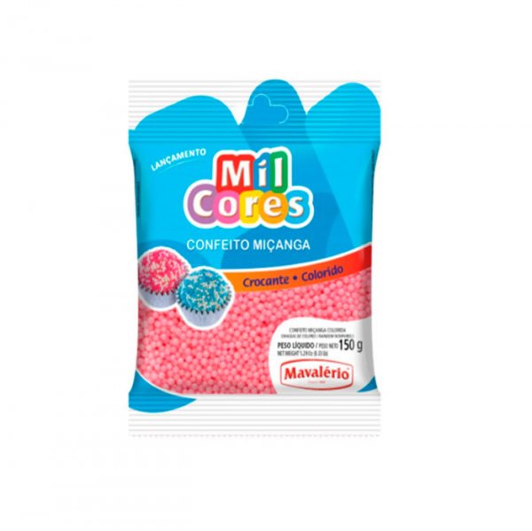Confeito Miçanga Baby Rosa N°0 (150G) - Mavalerio