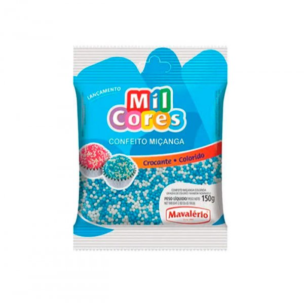 Confeito Miçanga Mil Cores - Azul E Branca - 150G - Mavalério
