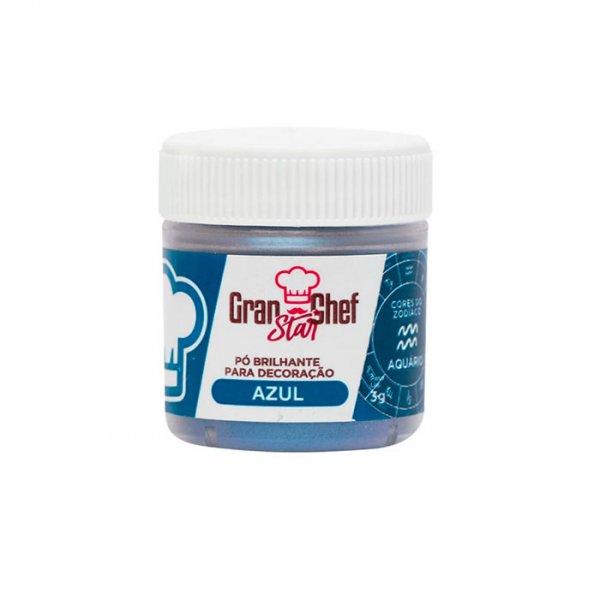 Pó Brilhante Para Decoração Azul Aquário 3g - Gran Chef