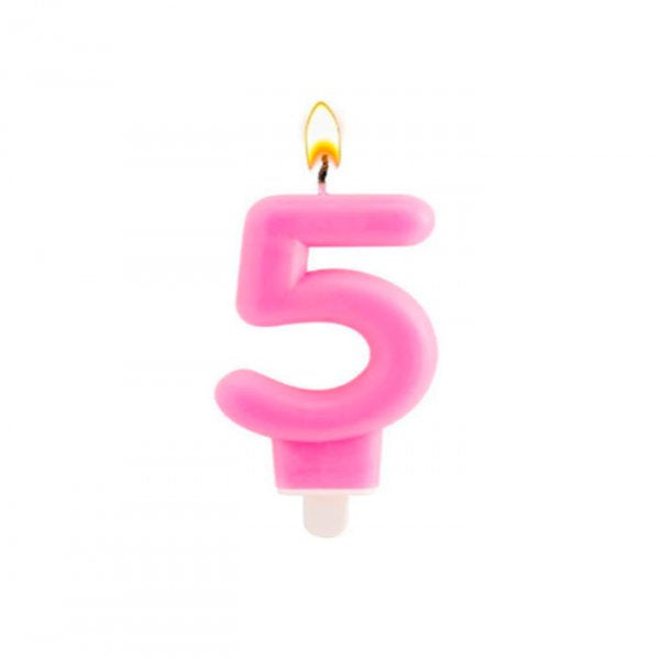 Vela Mb Festivela Número 5 Rosa - Mundo Bizarro
