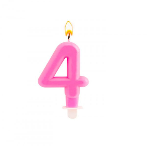Vela Mb Festivela Número 4 Rosa - Mundo Bizarro