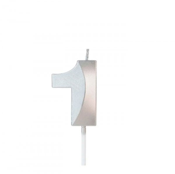 Vela Design N°1 Prata - Silver Festas