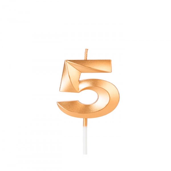 Vela Design N°5 Dourada - Silver Festas