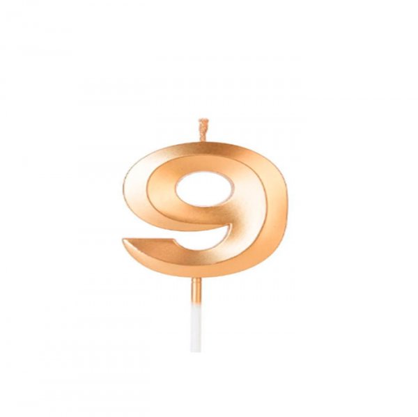 Vela Design N°9 Dourada - Silver Festas