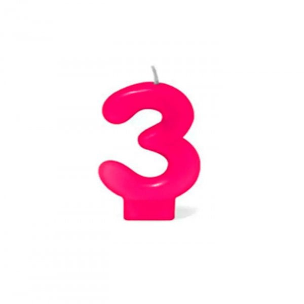 Vela Grande N°3 Rosa - Silver Festas