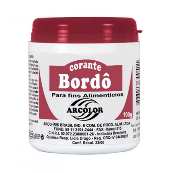 Corante Em Pó Vermelho Bordô 100G - Arcolor