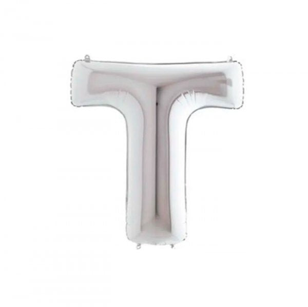 Balão Metalizado Letra 'T' Prata 40' - Grabo