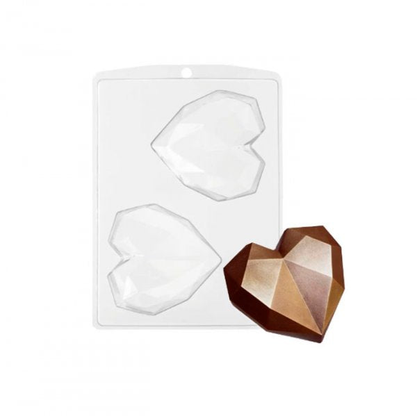 Forma Para Chocolate Coração Diamante 50G 3 Partes Fp134 - Crystal Forming