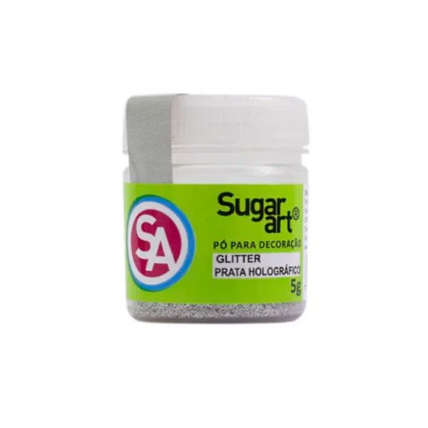 Glitter 3D Prata Hol Para Superfície 5G - Sugar Art
