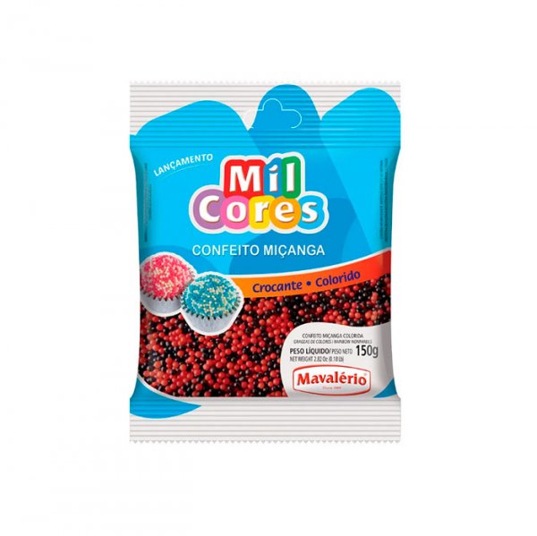Confeito Miçanga Preta/Vermelha N°0 (150G) - Mavalerio