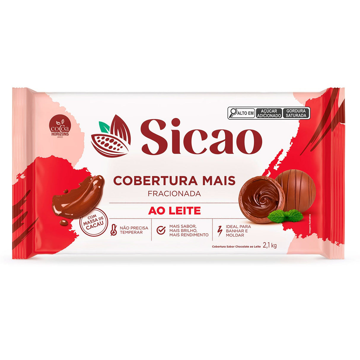 Cobertura Fracionada Ao Leite Mais - Barra 2,1Kg - Sicao