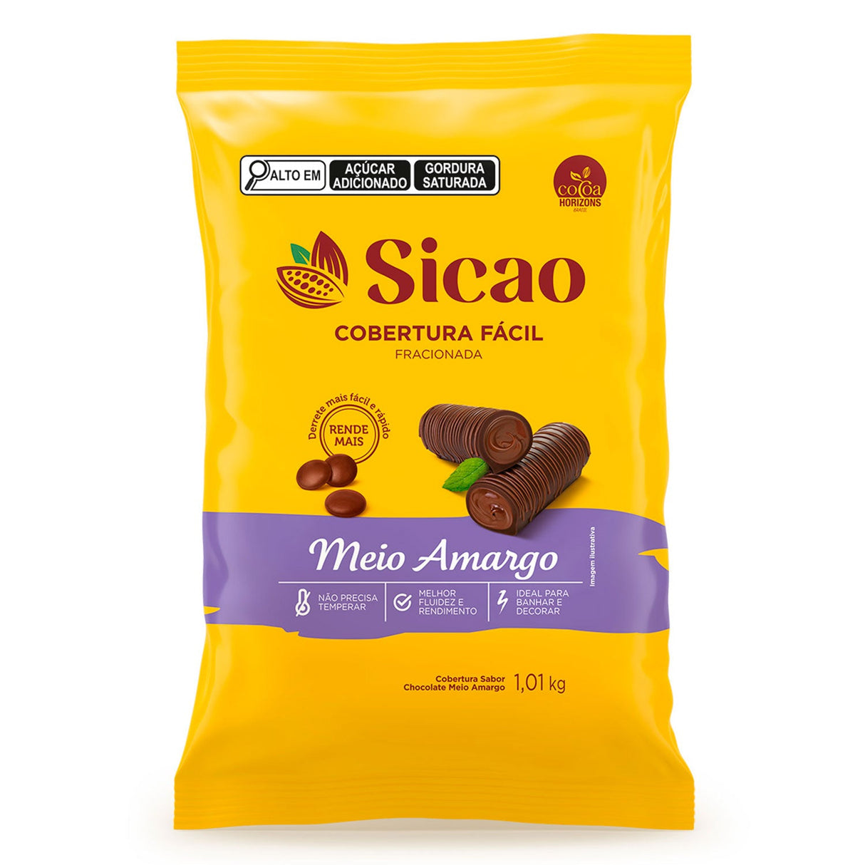 Cobertura Fracionada Meio Amargo Fácil - Gotas 1,01Kg - Sicao