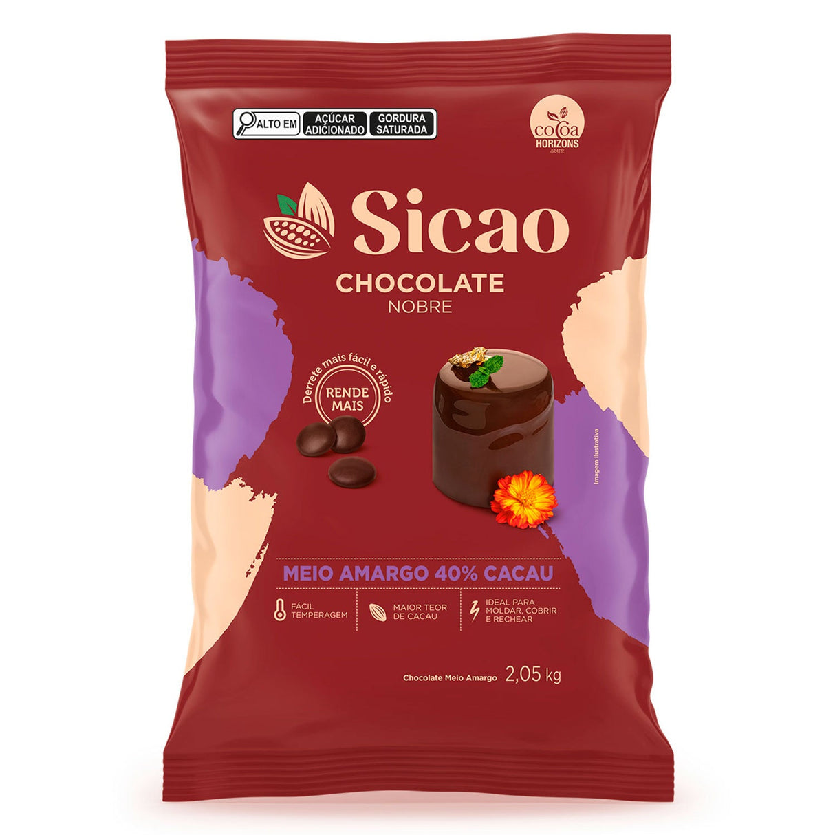 Chocolate Nobre Meio Amargo 40% - Gotas 2,05Kg - Sicao