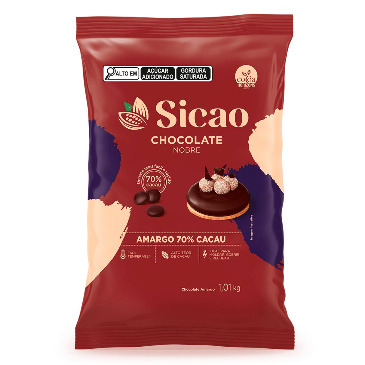 Chocolate em Gotas Nobre Amargo 70% - 1,01Kg - Sicao
