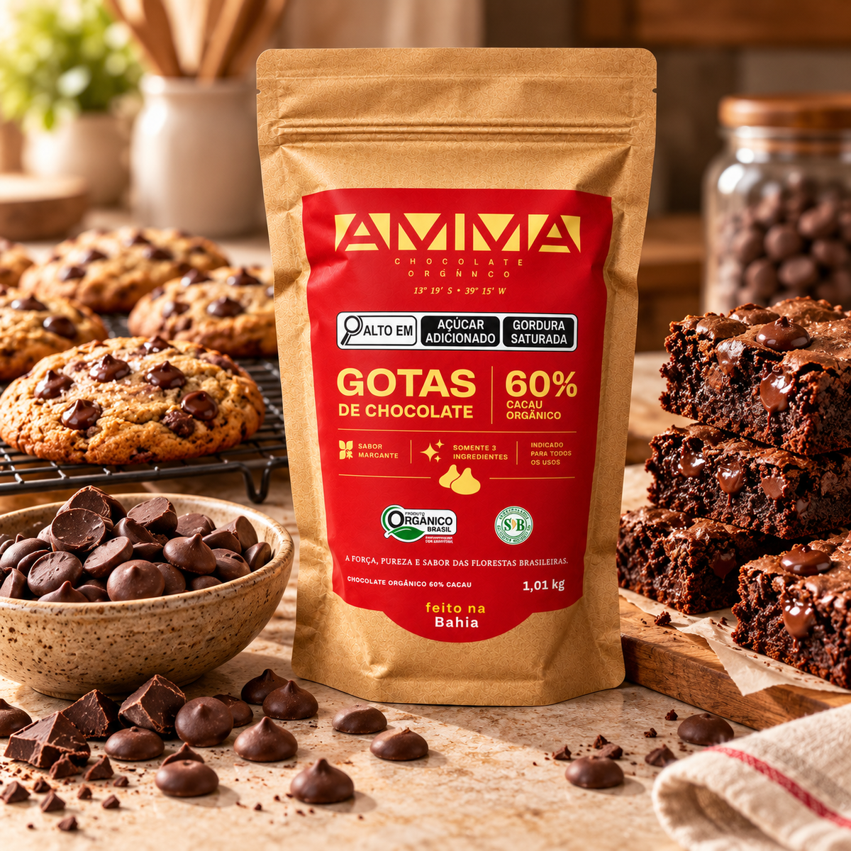 Chocolate Orgânico Gotas - 60% - 1kg - AMMA