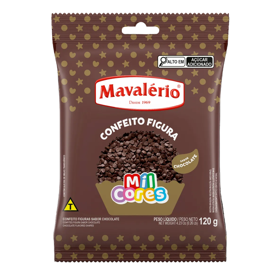 Confeito Figura Confete - Sabor Chocolate - 120g - Mavalério