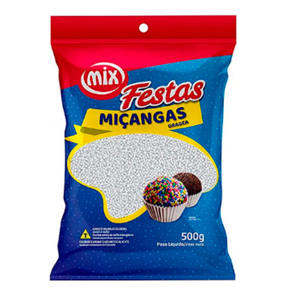 Confeito Miçanga Branca 500g - Mix