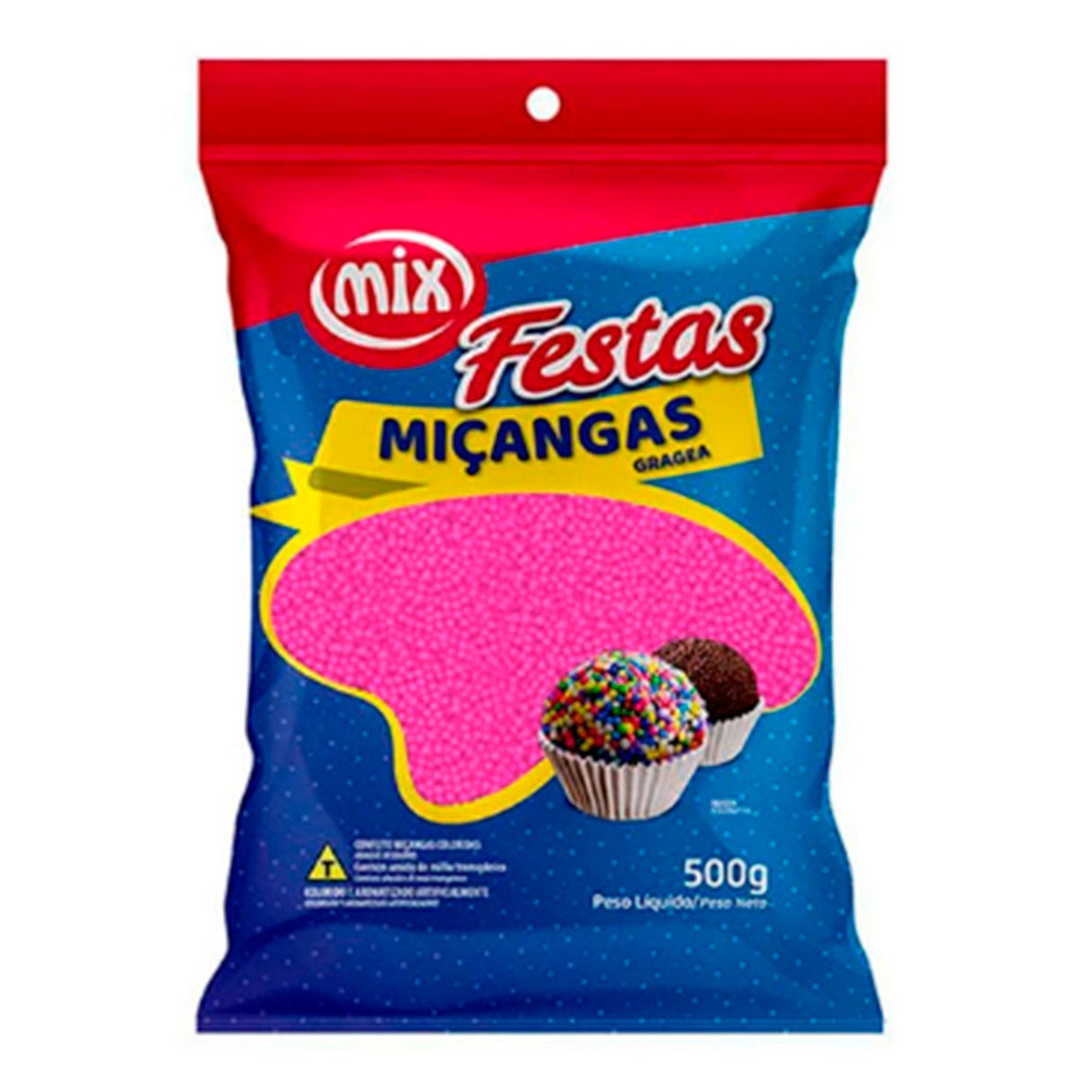 Confeito Miçanga Rosa 500g - Mix