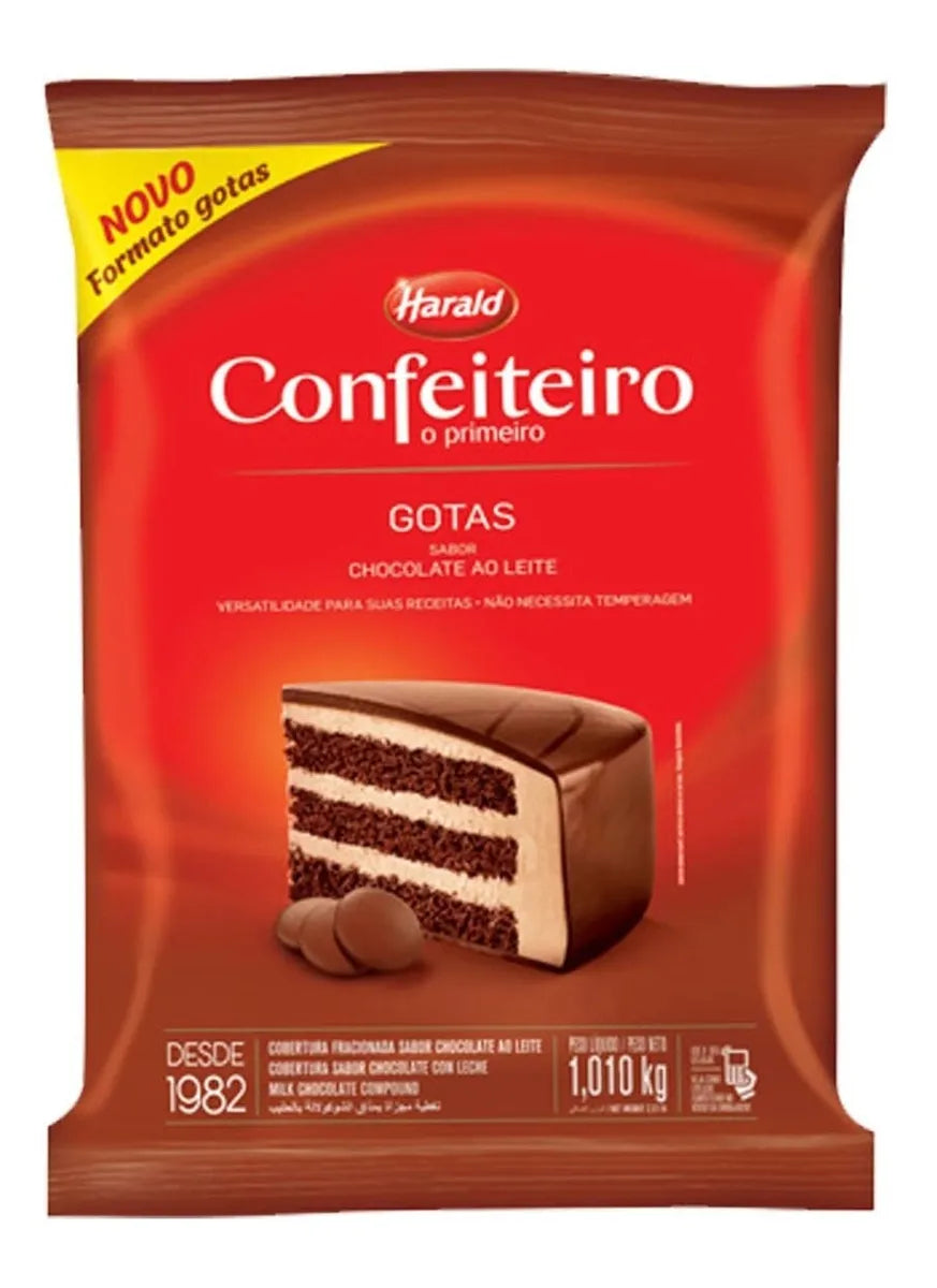 Cobertura de Chocolate Ao Leite em Gotas - 1,01Kg - Harald