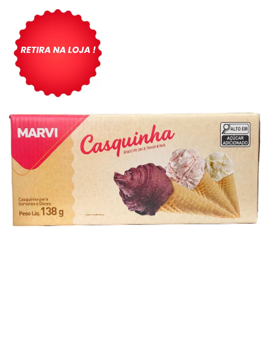 Casquinha Biscoito Doce Tradicional ( c/12un ) 138g - Marvi